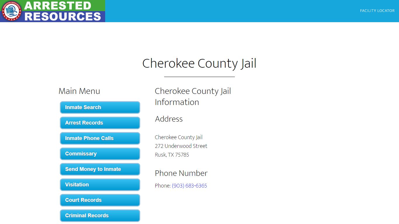 Cherokee County Jail - Inmate Search - Rusk, TX - Arrested Resources